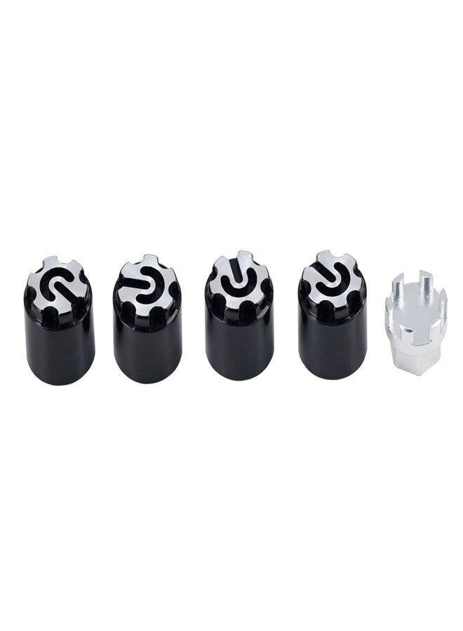 DJX 4PCS Aluminum M4 Wheel Nut Center Cap Locking Hubs w/Tool for 1/10 RC Crawler Traxxas TRX4 Axial SCX10 90046 D90 Redcat Gen7(Black&Silver) - Image 1